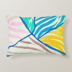 Farbenfrohe Patchwork. Trendy Watercolor Dirty Pai Dekokissen