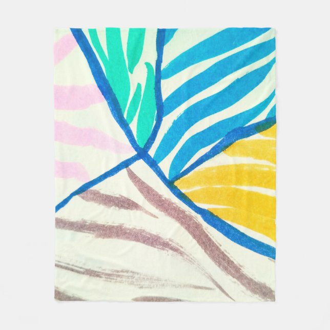 Farbenfrohe Patchwork. Trendy Watercolor Dirty Pai Fleecedecke (Vorderseite)