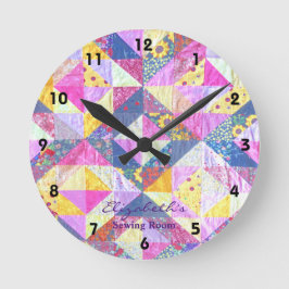 Farbenfrohe Patchwork-Uhr Runde Wanduhr