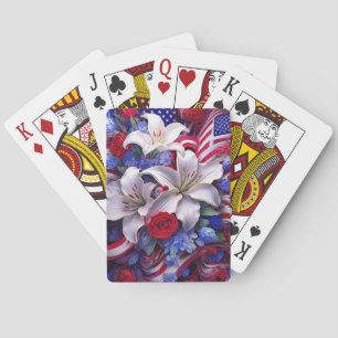 Farbenfrohe Patriotic Floral Design Grafik Spielkarten