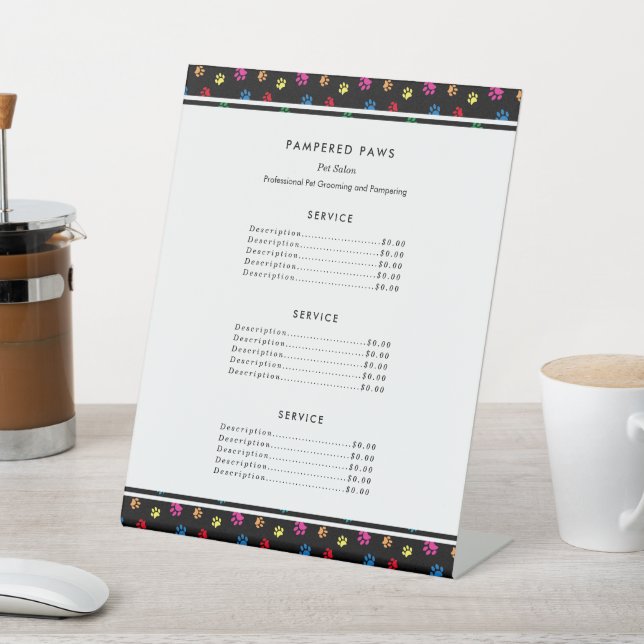 Farbenfrohe Paw druckt Beruflichen Pet Salon Sockelschild (In SItu)