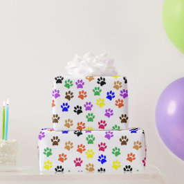 Farbenfrohe Paw Prints | Benutzerdefiniert Geschenkpapier