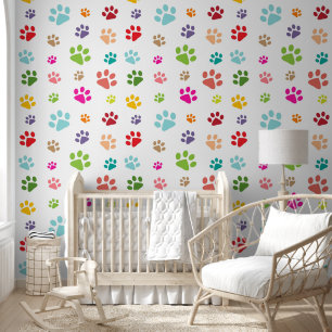 Farbenfrohe Paw Prints Design Tapete