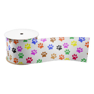 Farbenfrohe Paw Prints Muster Satin Ribbon Satinband