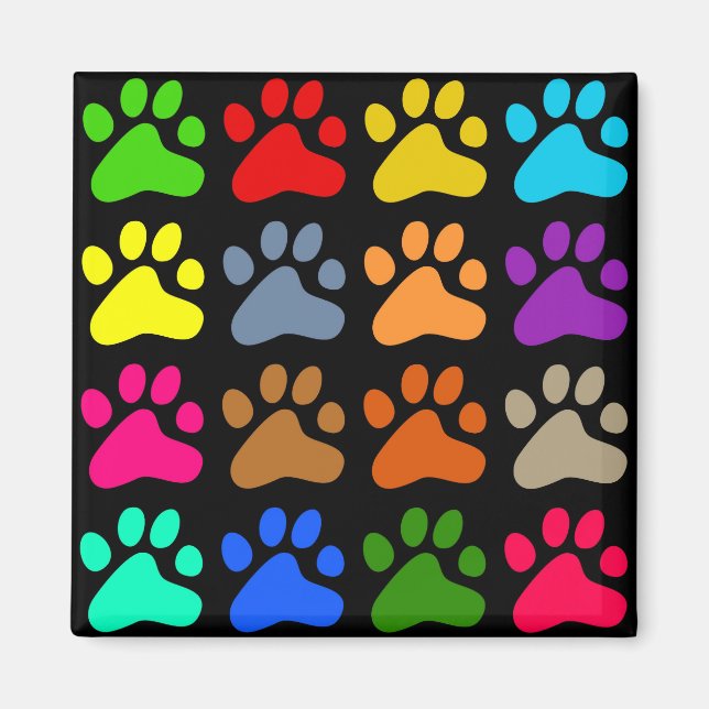 Farbenfrohe Paws Magnet (Vorne)