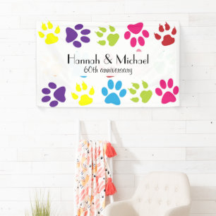 Farbenfrohe Paws, Muster, Hundeschlitten, Jahresta Banner