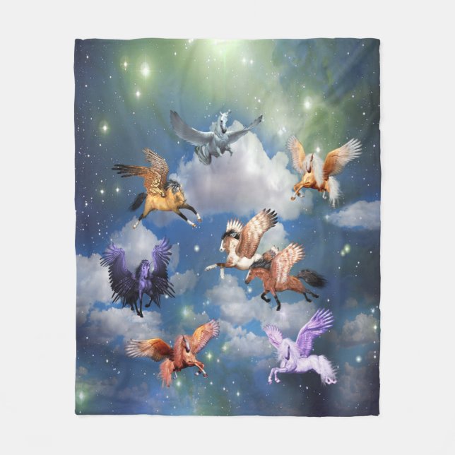 Farbenfrohe Pegasus Fliegendes Pferd Der Mythos is Fleecedecke (Vorderseite)