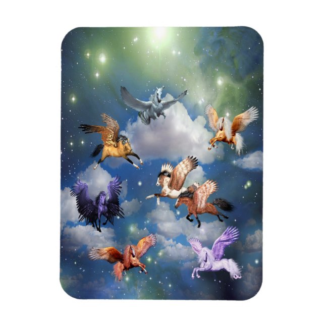 Farbenfrohe Pegasus Fliegendes Pferd Der Mythos is Magnet (Vertikal)