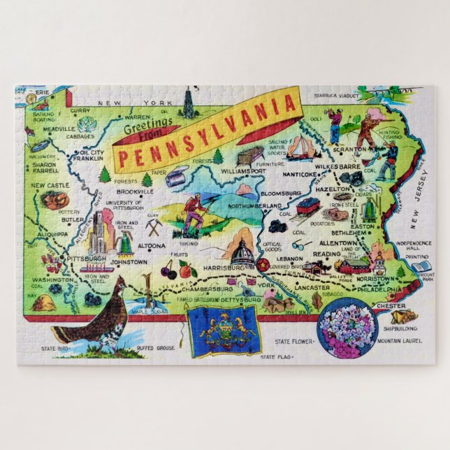 Farbenfrohe Pennsylvania 20x30 Postkarte Puzzle (Horizontal)