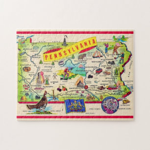 Farbenfrohe Pennsylvania Postkarte Puzzle