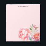 Farbenfrohe Peonies Präzisiertes Blumendesign Notizblock<br><div class="desc">Farbenfrohe Peonies Raffiniertes Blumendesign mit Namen</div>