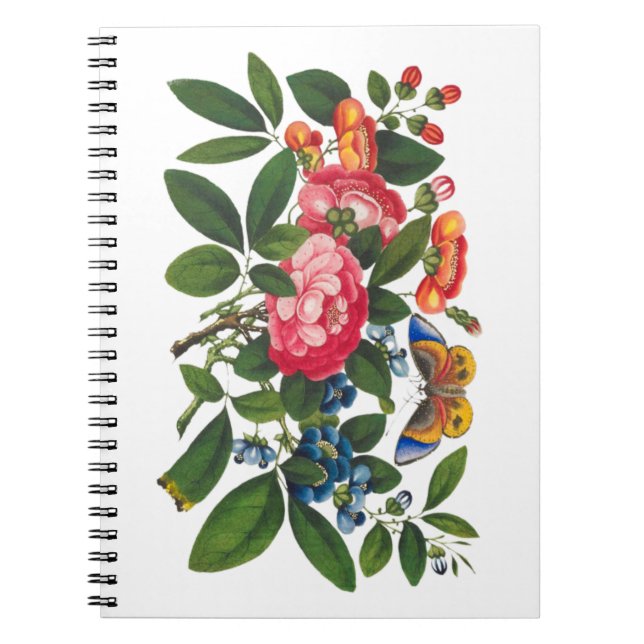 Farbenfrohe Peony Butterfly Malerei Notizblock (Vorderseite)