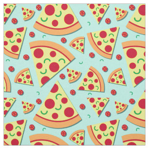 Farbenfrohe Pepperoni Pizza Slices Fun Food Patter Stoff