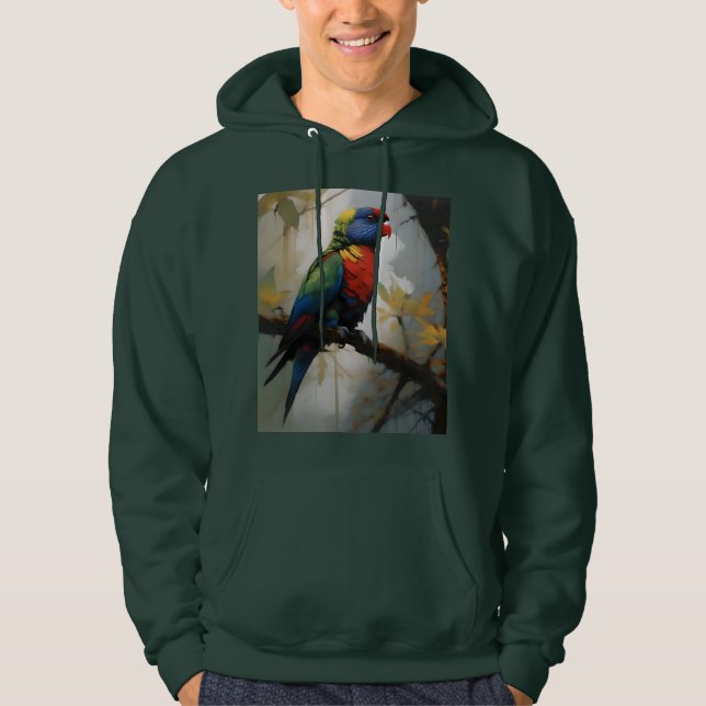 Farbenfrohe Perche: Ein Regenbogengitter im Baum Hoodie (Vorderseite)