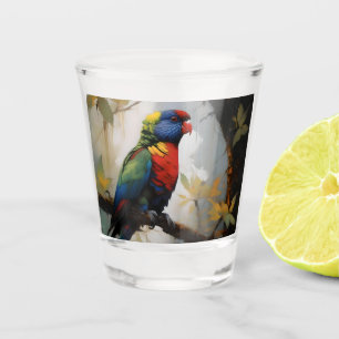 Farbenfrohe Perche: Ein Regenbogengitter im Baum Schnapsglas