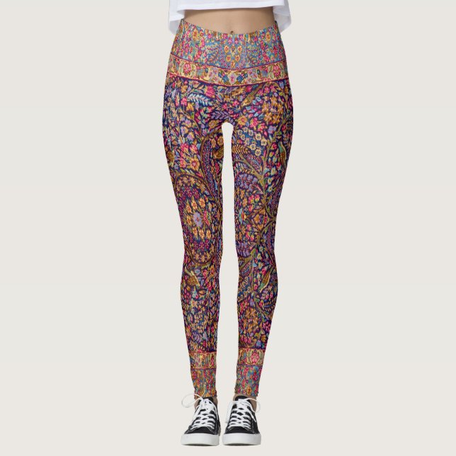 Farbenfrohe Persische Rug Pattern Leggings (Vorderseite)