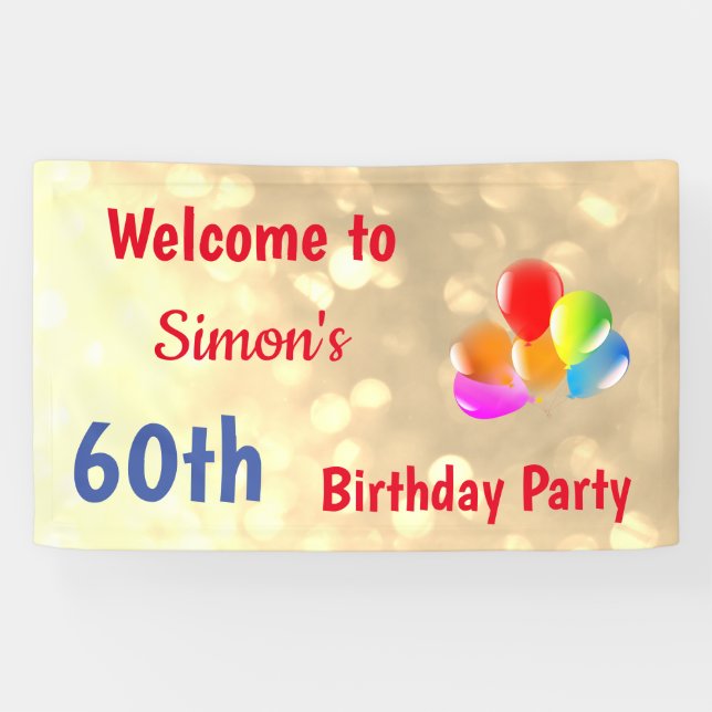 Farbenfrohe Personalisierte 60. Geburtstag Banner (Horizontal)