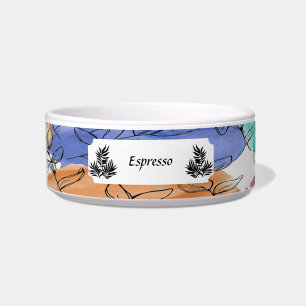 Farbenfrohe Personalisierte Pet Bowl mit Blätter Napf