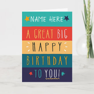 Farbenfrohe personalisierte Typografie zum Geburts Karte