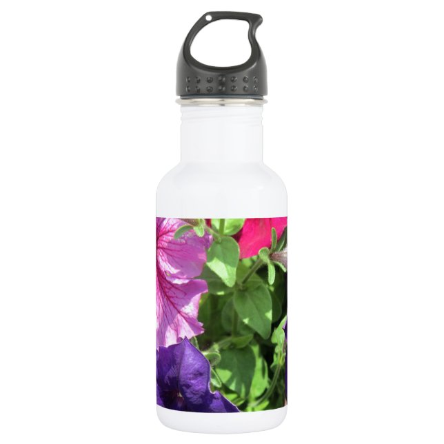 Farbenfrohe Petunias Edelstahlflasche (Vorderseite)