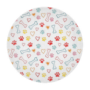 Farbenfrohe Pfauen, Herz und Knochen Doodle Schneidebrett