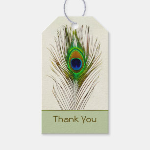 Farbenfrohe Pfauenfeder Wedding Gift Tag Geschenkanhänger