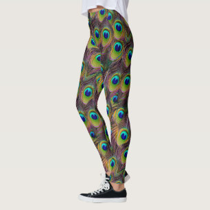Farbenfrohe PfauenFedern Blau und Grün Leggings