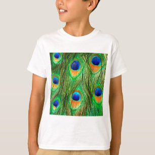 Farbenfrohe PfauenFedern drucken T-Shirt