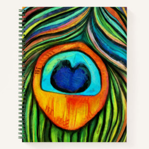 Farbenfrohe Pfauenfeuervogel Feather Painting Notizbuch