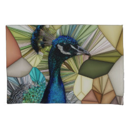 Farbenfrohe Pfauenmosaik Kissenbezug