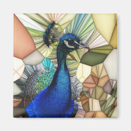 Farbenfrohe Pfauenmosaik Magnet