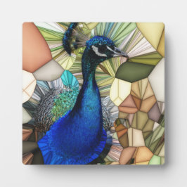 Farbenfrohe Pfauenmosaike Plaque mit Easel Fotoplatte