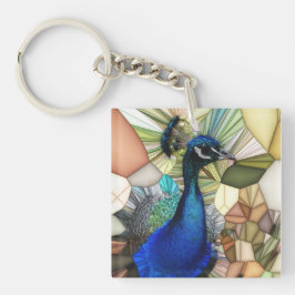 Farbenfrohe Pfauenmosaike Schlüsselring