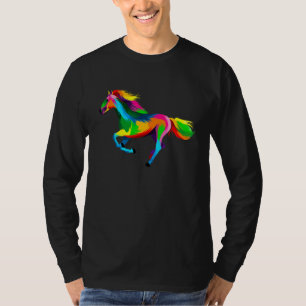 Farbenfrohe Pferde, die auf einem Gallop-Pop laufe T-Shirt