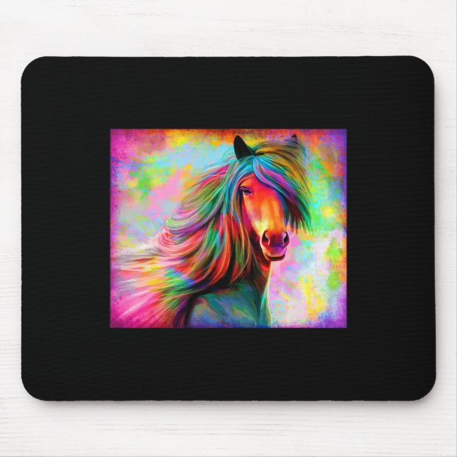Farbenfrohe Pferde Pferderückfahrt Pferdefreunde f Mousepad (Vorne)