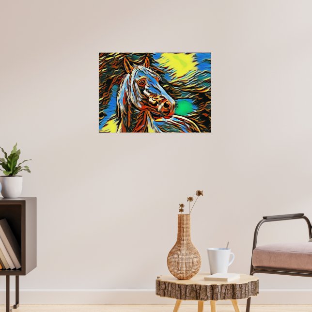 Farbenfrohe Pferde Print Poster (Wohnzimmer 3)
