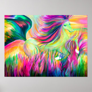 Farbenfrohe Pferdemalerei Poster