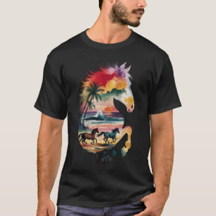 Farbenfrohe Pferdeschlitten Sonnenuntergang und Pa T-Shirt