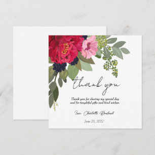 Farbenfrohe Pfingstrosen-Blumen-Braut-Thank You Dankeskarte