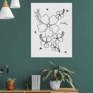 Farbenfrohe Pflanze und Hummelfarben Poster