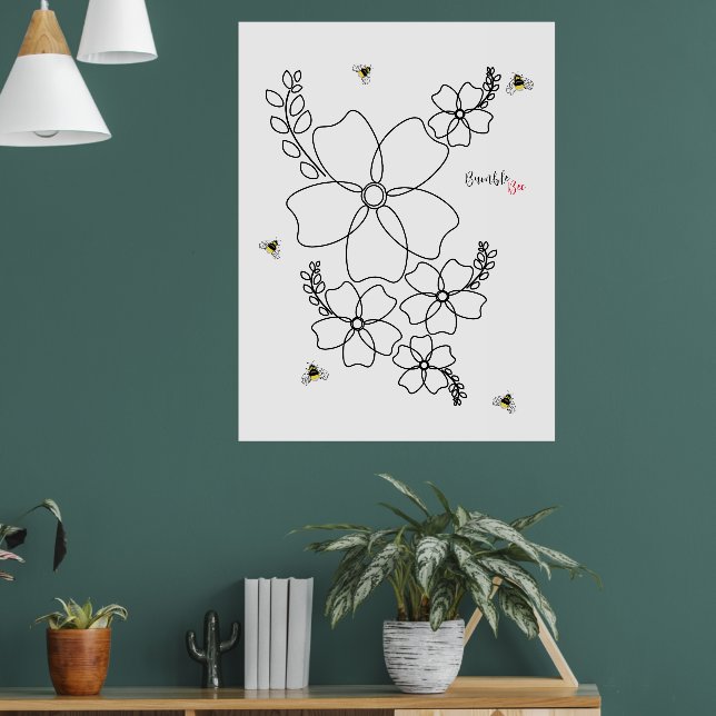 Farbenfrohe Pflanze und Hummelfarben Poster (Wohnzimmer 1)