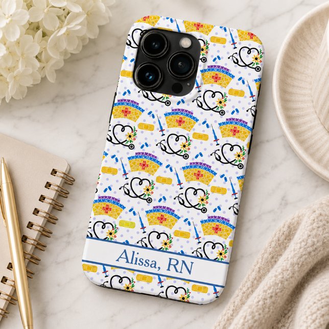 Farbenfrohe Pflegewerkzeuge für blaue Polka-Punkte Case-Mate iPhone Hülle (Von Creator hochgeladen)