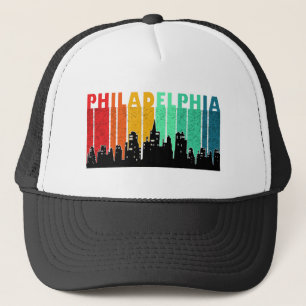 Farbenfrohe Philadelphia Retro Sunset Cityscape Truckerkappe