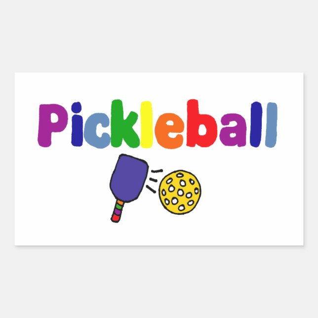 Farbenfrohe Pickleball Art Design Rechteckiger Aufkleber (Vorderseite)