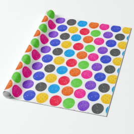 Farbenfrohe Pickleball auf Weiß Geschenkpapier