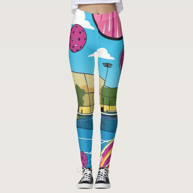 Farbenfrohe Pickleball Leggings (Vorderseite)