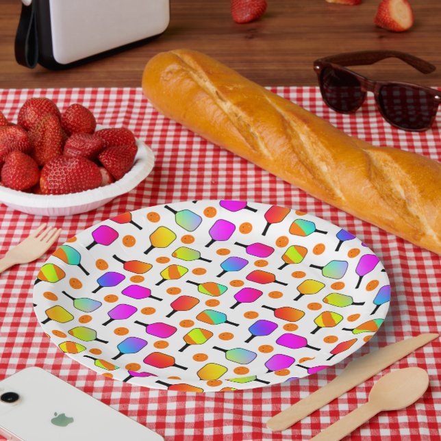 Farbenfrohe, pickleball Paddles, orange Pickleball Pappteller (Picknick)