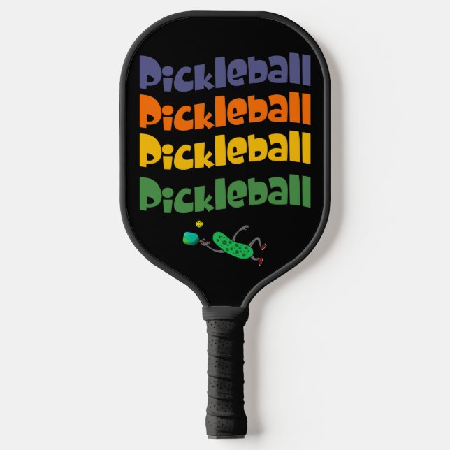 Farbenfrohe Pickleball und Text Schläger (Vorderseite)