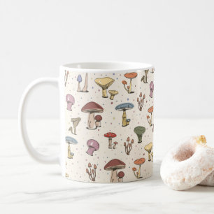 Farbenfrohe Pilze Doodle Muster Kaffeetasse