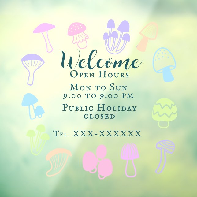 Farbenfrohe Pilze Fensteraufkleber (Blatt 3)